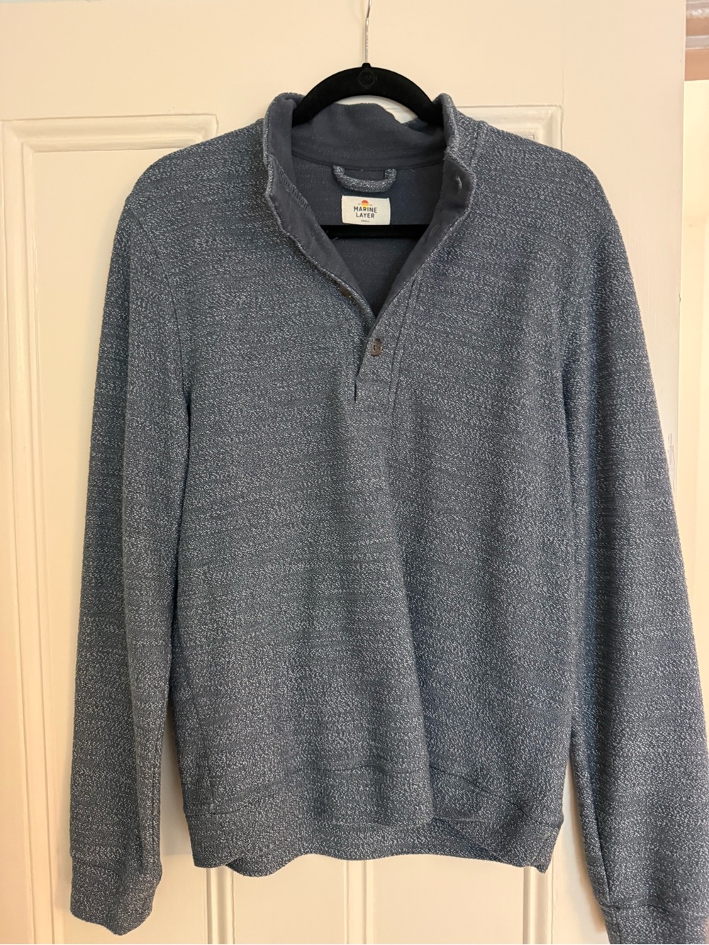 Marine Layer Men's Heather Slate Blue Zip-Up Sweater